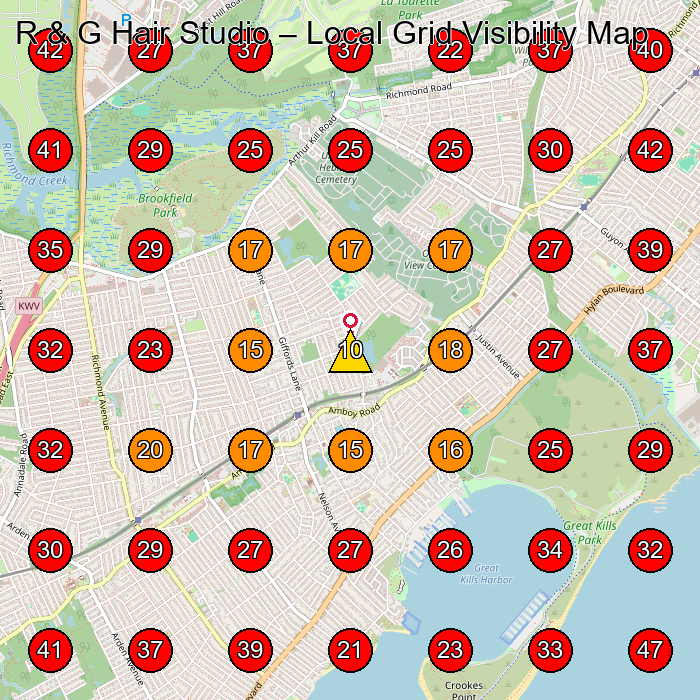 R & G Hair Studio GeoGrid visibility map for Hair Salon in Staten Island